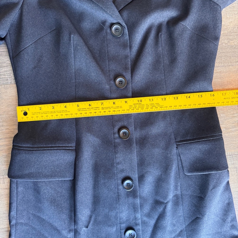 Teri Jon Rickie Freeman Charcoal Gray Button Front Blazer Midi Dress Size 6 - Picture 6 of 6